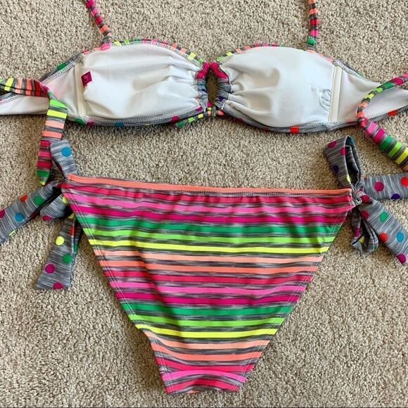 Ocean pacific gray rainbow striped polkadot bikini - Picture 4 of 5